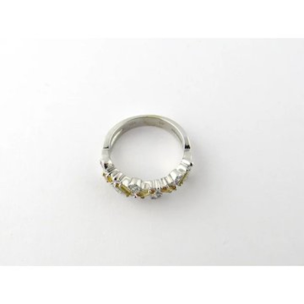 14 Karat White Gold Natural Yellow Sapphires and Diamond Ring Size 7.75 #2083 - Picture 4 of 6